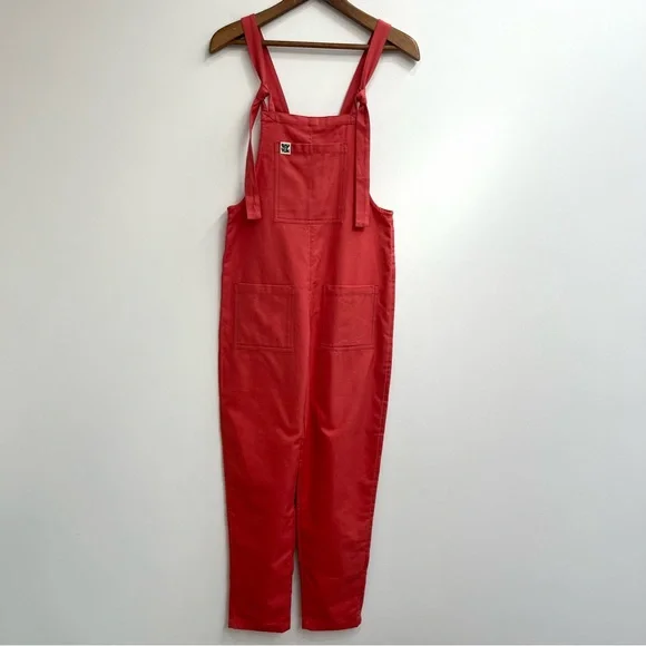 Lucy & Yak Orange Dungarees Bib Overalls Organic Cotton Women’s Size 2 - Picture 2 of 10